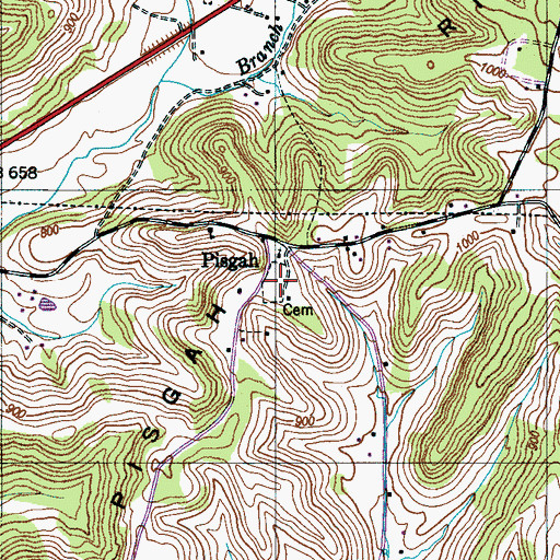 Topographic Map of Pisgah Cemetery, TN