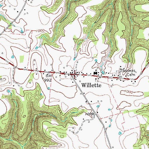 Topographic Map of Bellwood Baptist Church, TN