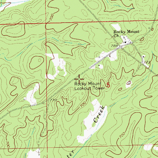 Topographic Map of Rocky Mount Lookout Tower, AL
