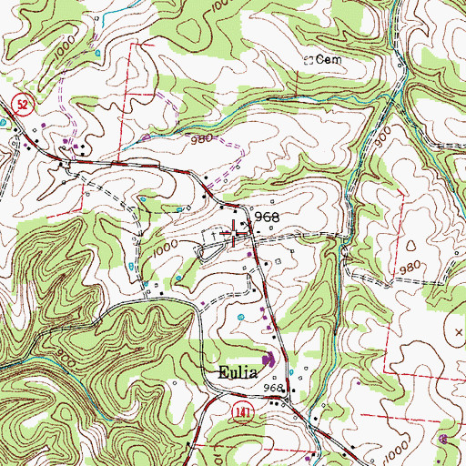 Topographic Map of Eulia Church, TN