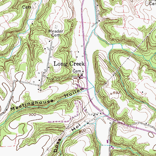 Topographic Map of Long Creek Baptist Church, TN