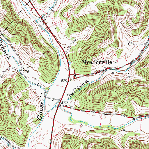 Topographic Map of Meadorville Baptist Church, TN