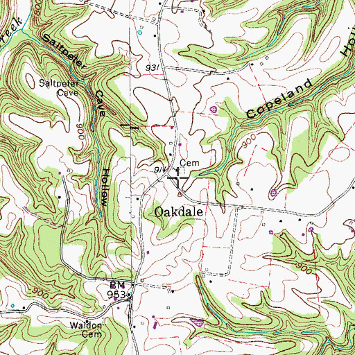 Topographic Map of Oakdale School (historical), TN