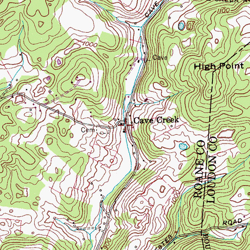 Topographic Map of Cave Creek Church, TN