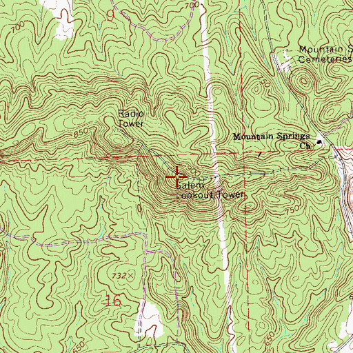 Topographic Map of Salem Lookout Tower, AL