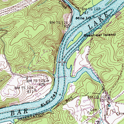 Topographic Map of Goddards Shoals, TN