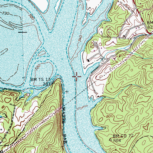 Topographic Map of Huffines Landing (historical), TN