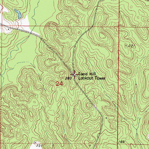 Topographic Map of Sand Hill Lookout Tower, AL