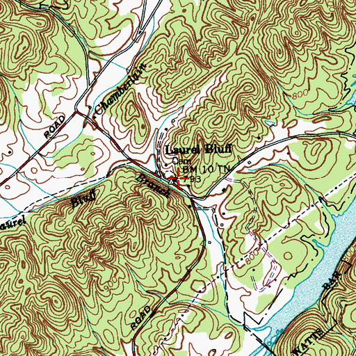 Topographic Map of Laurel Bluff Baptist Church, TN