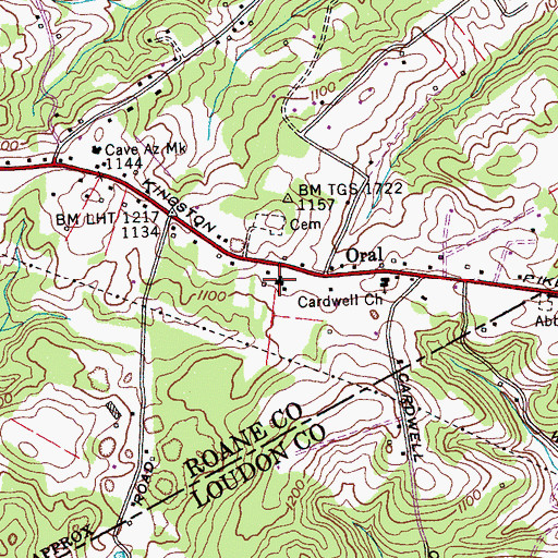 Topographic Map of Oral Baptist Church, TN