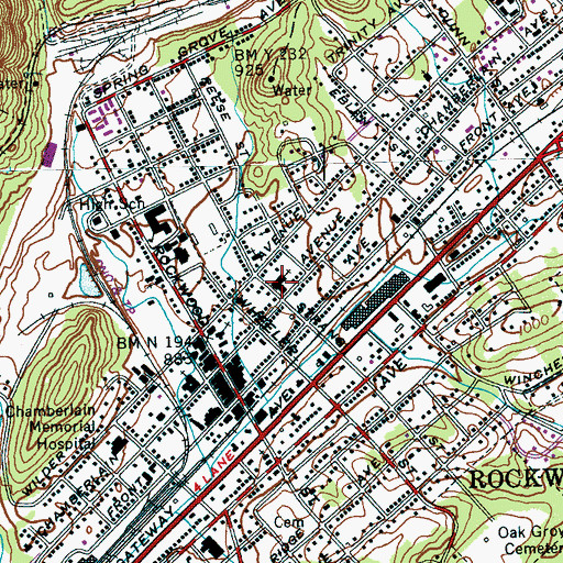 Topographic Map of Rockwood First Baptist Church, TN