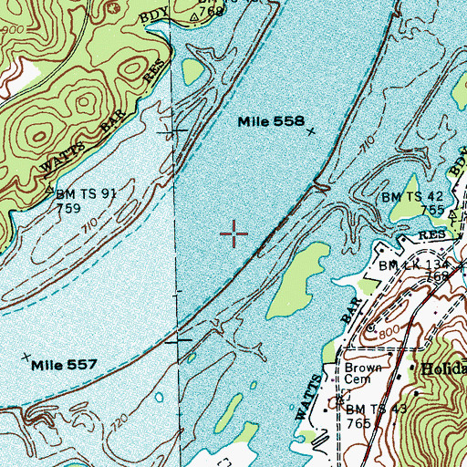 Topographic Map of Shields Dam (historical), TN