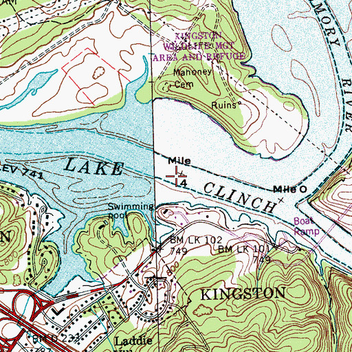 Topographic Map of Martins Ford (historical), TN