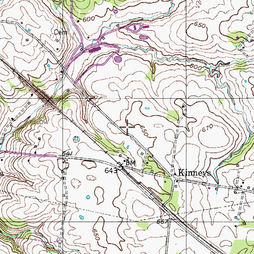 Topographic Map of Adams Cemetery, TN