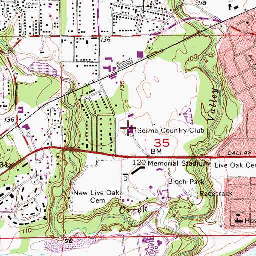 Topographic Map of Selma Country Club, AL