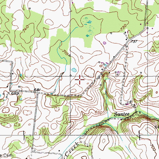 Topographic Map of Adams Cemetery, TN
