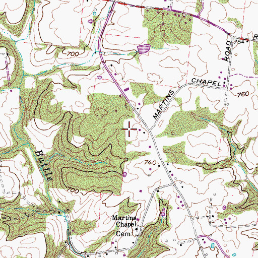 Topographic Map of Anthony Cemetery, TN