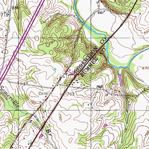 Topographic Map of Armstrong Cemetery, TN
