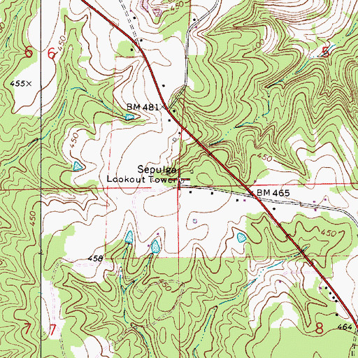 Topographic Map of Sepulga Lookout Tower, AL