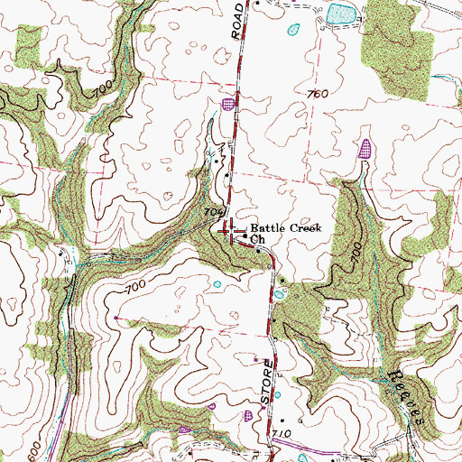 Topographic Map of Battle Creek Cemetery, TN