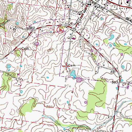 Topographic Map of Batts Cemetery, TN