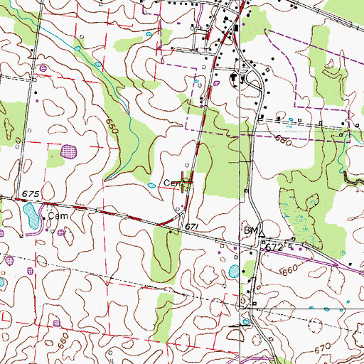 Topographic Map of Batts Cemetery, TN
