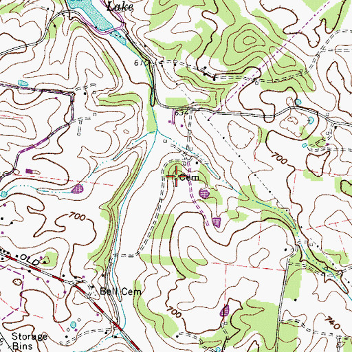 Topographic Map of Bell Cemetery, TN