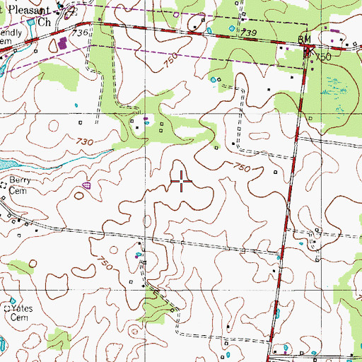 Topographic Map of Berry Cemetery, TN