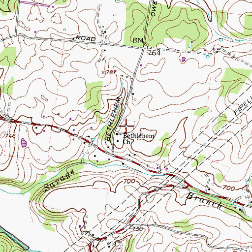 Topographic Map of Bethlehem Cemetery, TN