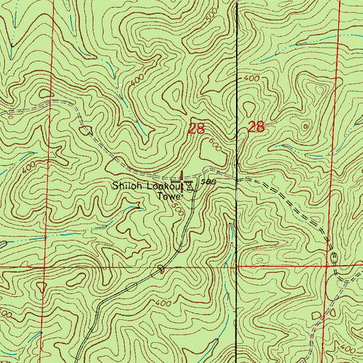 Topographic Map of Shiloh Lookout Tower, AL