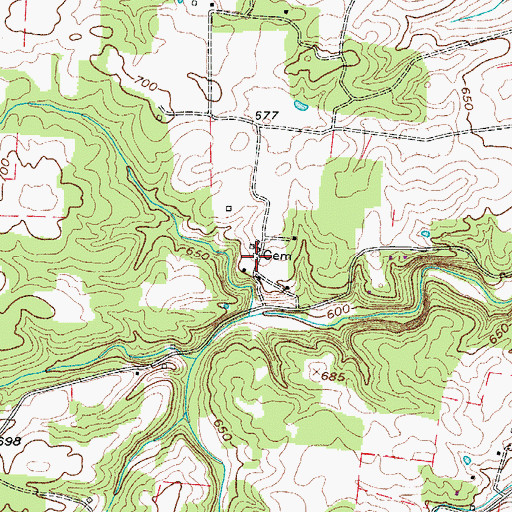 Topographic Map of Bracy Cemetery, TN