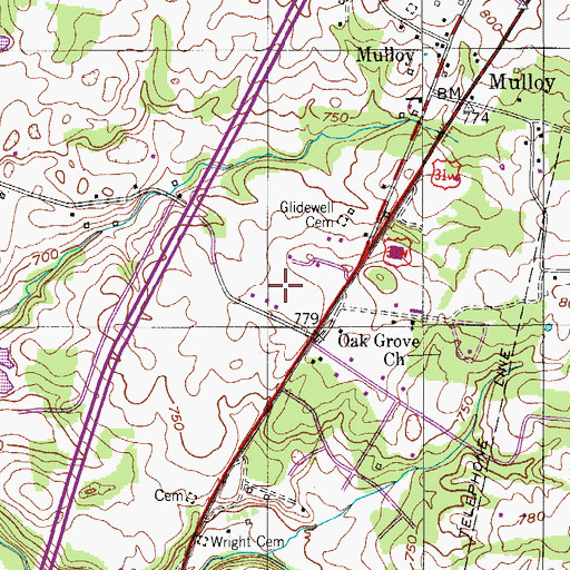 Topographic Map of Bradley Cemetery, TN