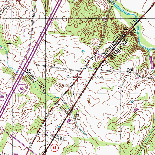 Topographic Map of Brewer Cemetery, TN