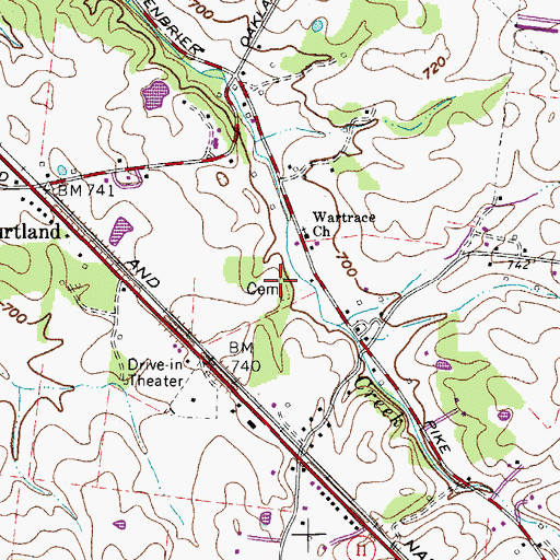Topographic Map of Browing Cemetery, TN