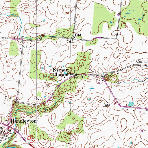 Topographic Map of Byrams Chapel Cemetery, TN