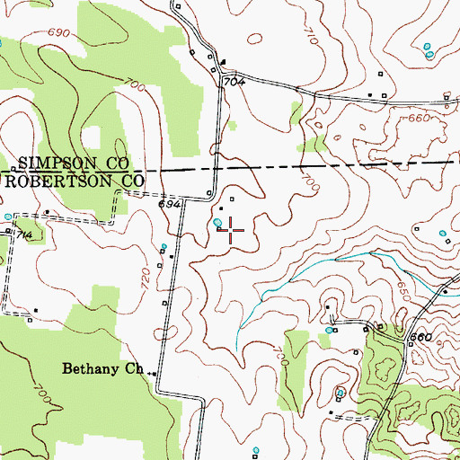 Topographic Map of Campbell Cemetery, TN