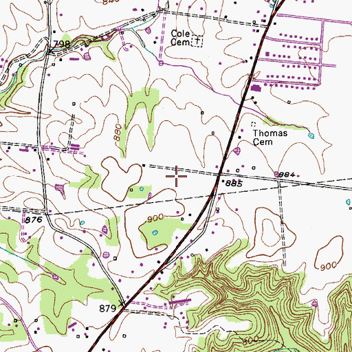 Topographic Map of Carter Cemetery, TN