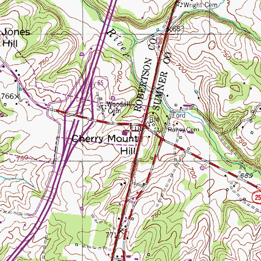 Topographic Map of Cawthon Cemetery, TN