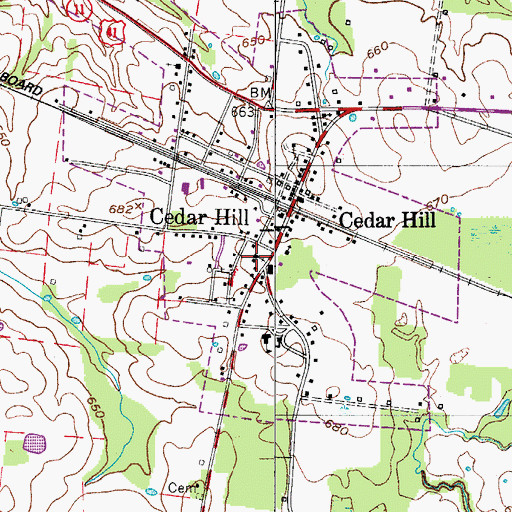 Topographic Map of Cedar Hill Baptist Church, TN