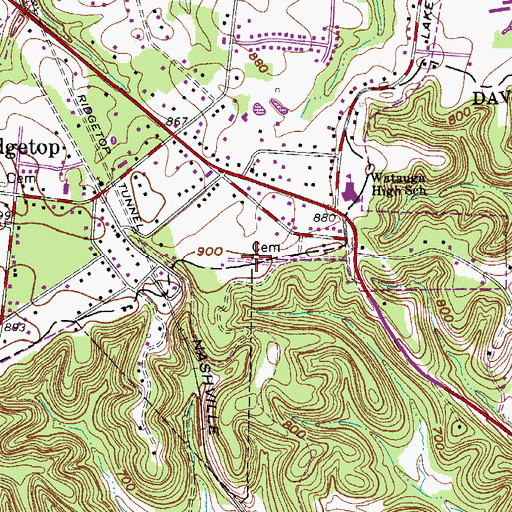 Topographic Map of Coggin Cemetery, TN