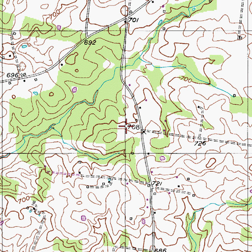 Topographic Map of Cook Cemetery, TN