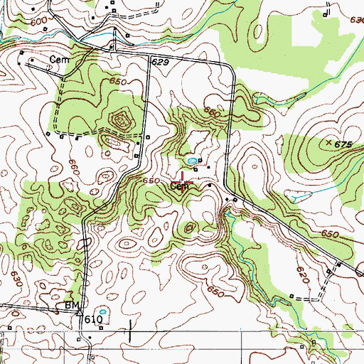 Topographic Map of Cook Cemetery, TN