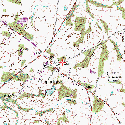 Topographic Map of Cooperstown Cemetery, TN