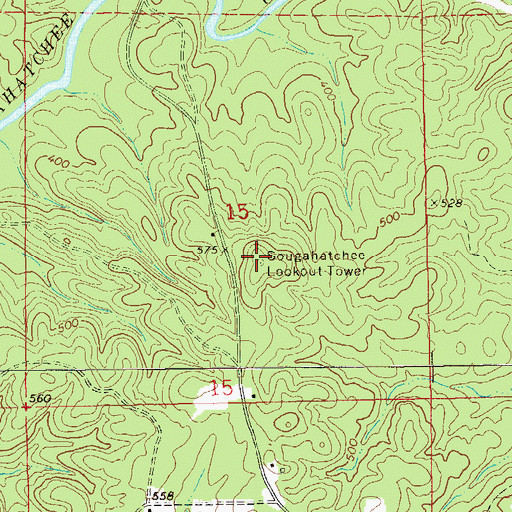 Topographic Map of Sougahatchee Lookout Tower, AL