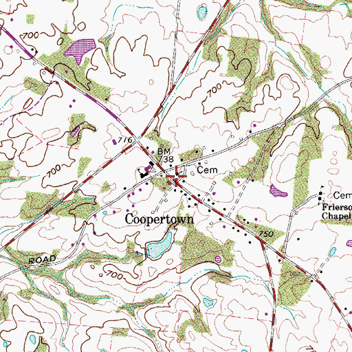 Topographic Map of Cooperstown Church of Christ, TN