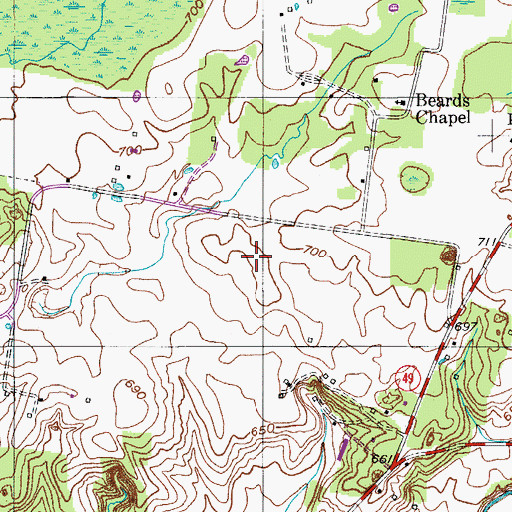 Topographic Map of Couts Cemetery, TN