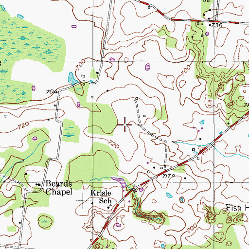 Topographic Map of Couts Cemetery, TN