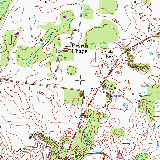 Topographic Map of Couts Cemetery, TN