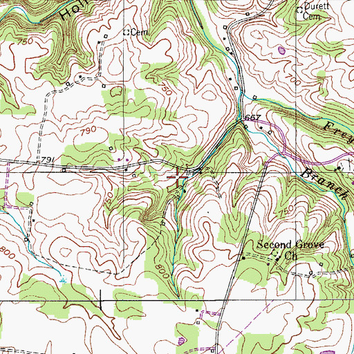 Topographic Map of Covington Cemetery, TN