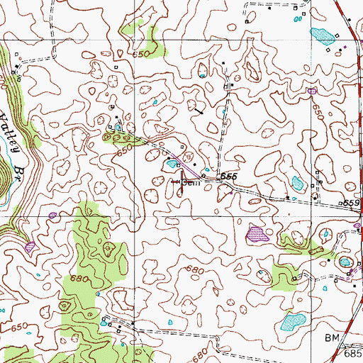 Topographic Map of Dean Cemetery, TN